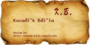 Kocsák Béla névjegykártya